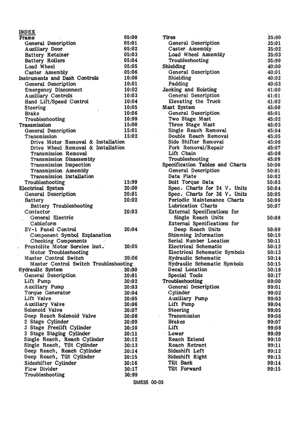 Clark NP 15-20-12D (SM-535 ) Forklift Service Repair Manual - PDF Download