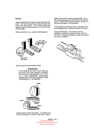 Clark NS NP PM (SM-538) Forklift Service & Adjustment Manual - PDF Download