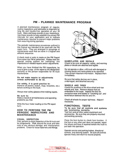 Clark PTT5-7 (SM-545) Forklift Service & Adjustment Manual - PDF Download