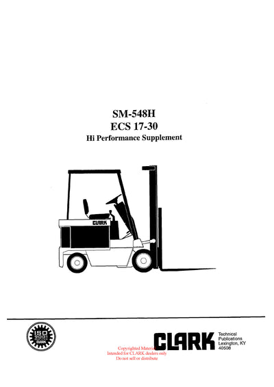 Get Instant Clark SM-548 ECS 17-30 Forklift Service Repair Manual - Download PDF