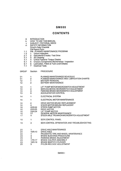 Clark TM 15 EV100 (SM-555) Forklift Service Repair Manual - PDF Download