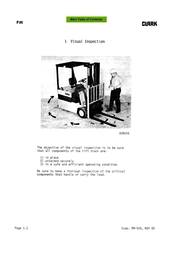Clark TM 15 EV100 (SM-555) Forklift Service Repair Manual - PDF Download