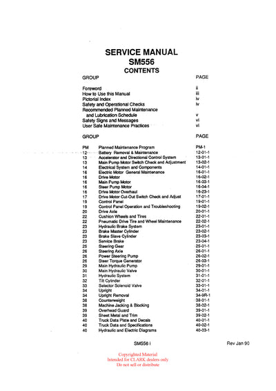 Clark ESM 12-25 (SM-556) Forklift Service Repair Manual - PDF Download