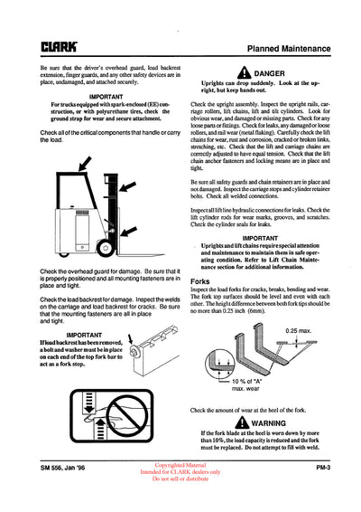 Clark ESM 12-25 (SM-556) Forklift Service Repair Manual - PDF Download
