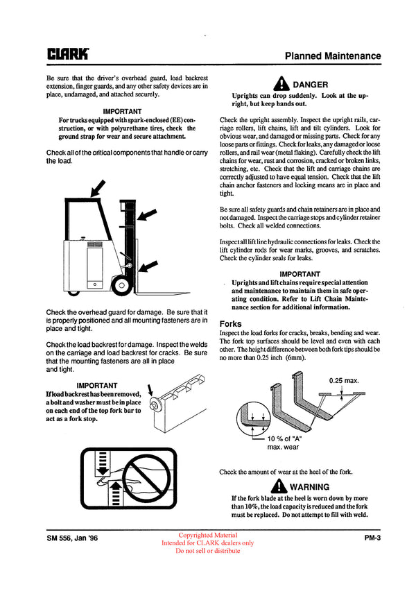 Clark ESM 12-25 (SM-556) Forklift Service Repair Manual - PDF Download
