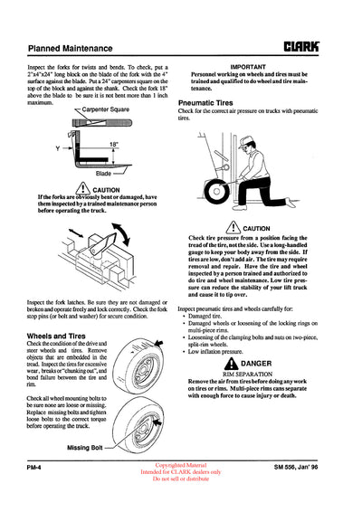 Clark ESM 12-25 (SM-556) Forklift Service Repair Manual - PDF Download