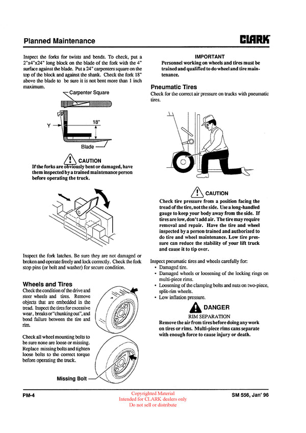 Clark ESM 12-25 (SM-556) Forklift Service Repair Manual - PDF Download