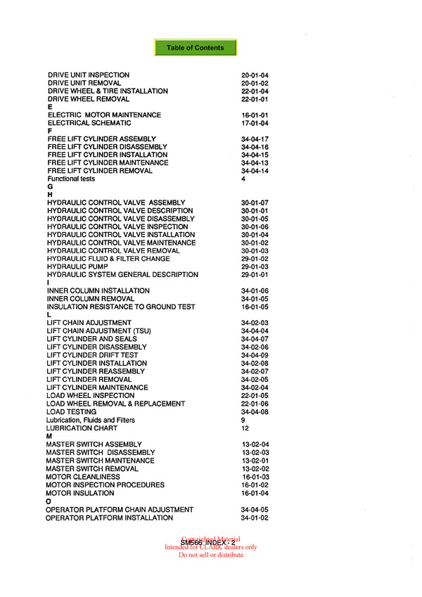 Clark OP-15 (SM-566) Forklift Service Repair Manual - PDF Download