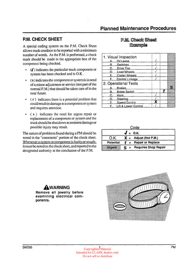 Clark PWD HWD 25 (SM-568) Forklift Service Repair Manual - PDF Download