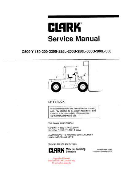 Clark C500 200-350 (SM-575) Forklift Service Repair Manual - PDF Download