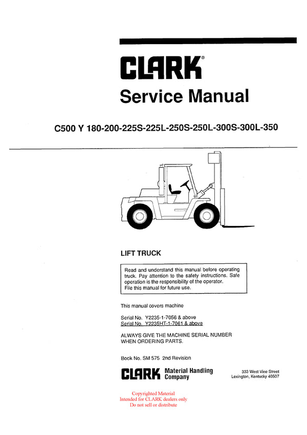 Clark C500 200-350 (SM-575) Forklift Service Repair Manual - PDF Download