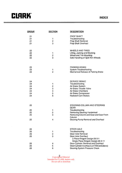Clark C500 200-350 (SM-575) Forklift Service Repair Manual - PDF Download