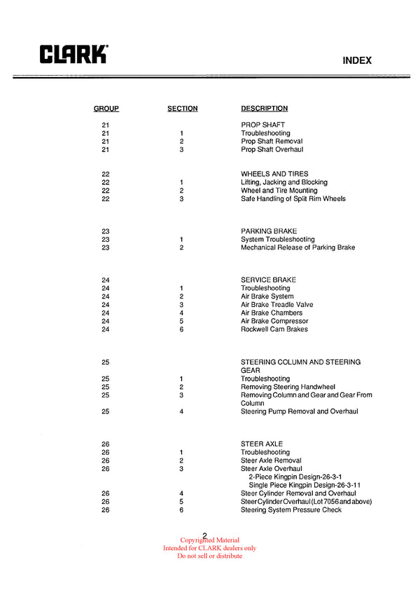 Clark C500 200-350 (SM-575) Forklift Service Repair Manual - PDF Download