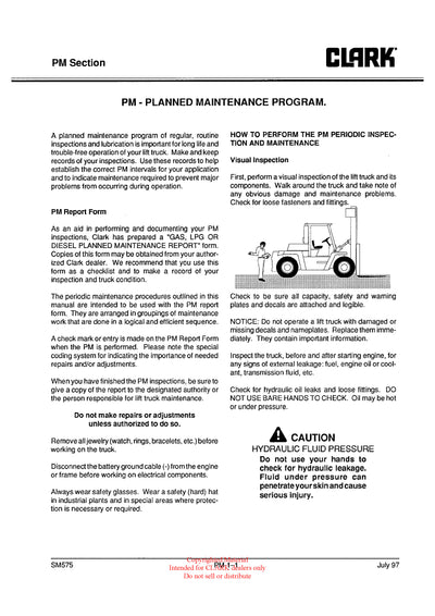 Clark C500 200-350 (SM-575) Forklift Service Repair Manual - PDF Download