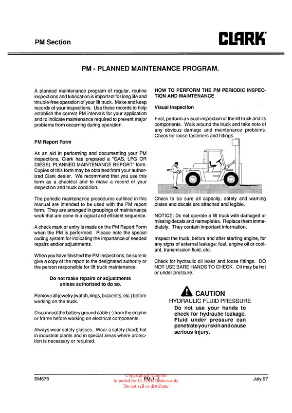 Clark C500 200-350 (SM-575) Forklift Service Repair Manual - PDF Download