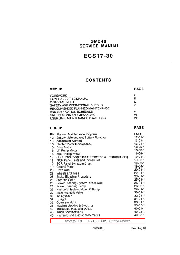 Clark ECS 17-30 (SM-581) Forklift Service Repair Manual - PDF Download