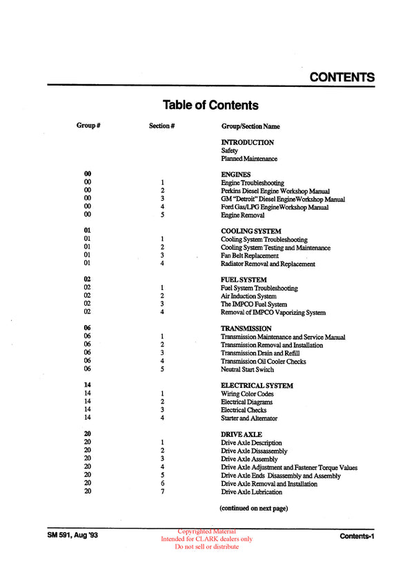 Clark GPH DPH 50-75 (SM-591) Forklift Service Repair Manual - PDF Download