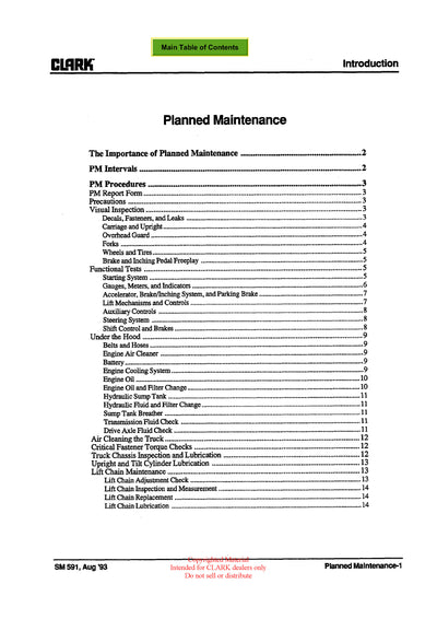 Clark GPH DPH 50-75 (SM-591) Forklift Service Repair Manual - PDF Download