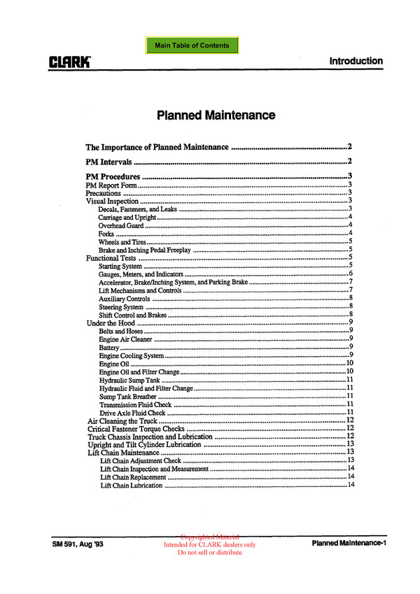 Clark GPH DPH 50-75 (SM-591) Forklift Service Repair Manual - PDF Download