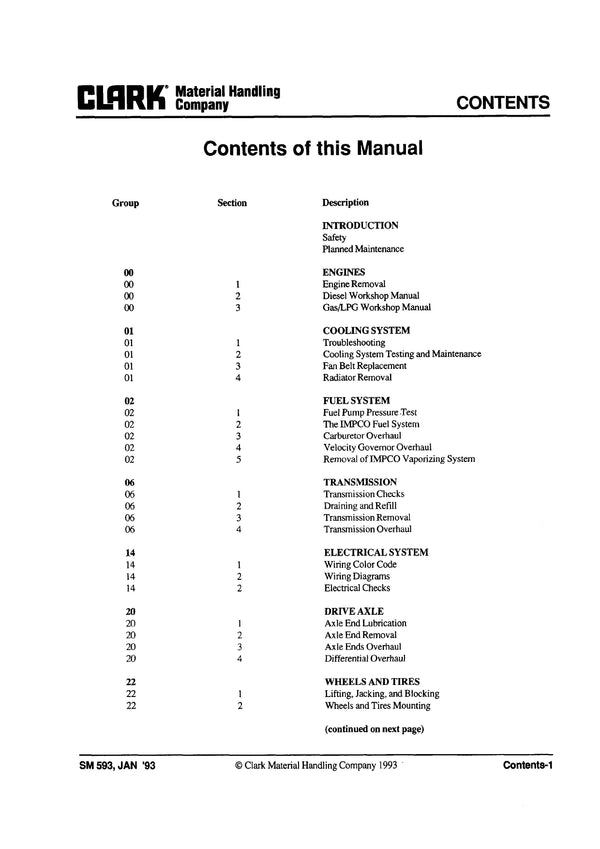 Clark (SM-593) GPX DPX 30-55 Forklift Service Repair Manual - PDF Download