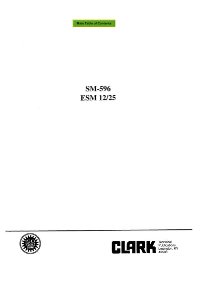 Clark ESM II (SM-596) Forklift Service Repair Manual - PDF Download
