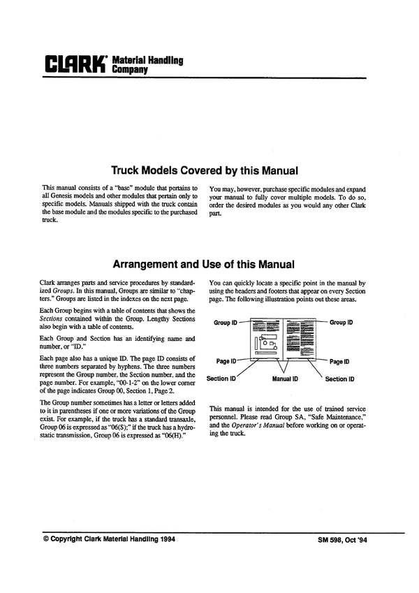 Clark CGC CGP CDP 20-30 (SM-598S) Forklift Service Repair Manual - PDF Download
