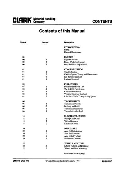 Clark GPX 35-50E (SM-606) Forklift Service Repair Manual - PDF Download