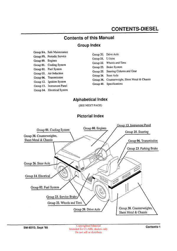Clark SM-607D Diesel Towing Tractor Service Repair Manual - PDF Download