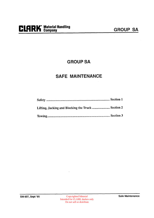 Clark SM-607D Diesel Towing Tractor Service Repair Manual - PDF Download