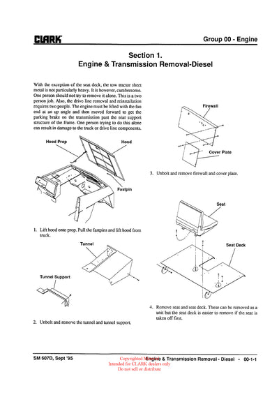 Clark SM-607D Diesel Towing Tractor Service Repair Manual - PDF Download