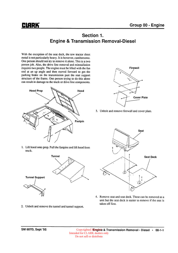 Clark SM-607D Diesel Towing Tractor Service Repair Manual - PDF Download