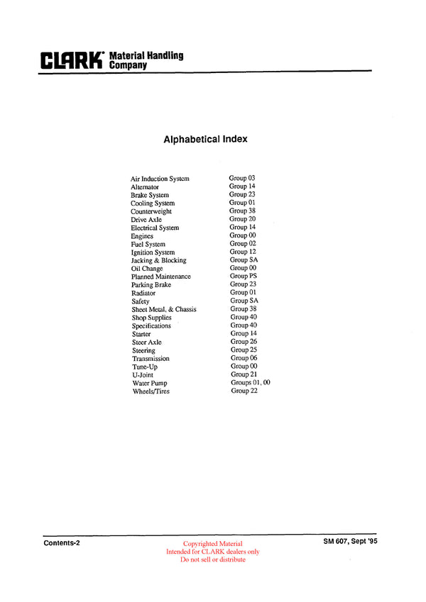 Clark GT30,50,60E (SM-607G) Gasoline Tractor Service Repair Manual - PDF Download