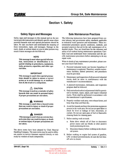 Clark GT30,50,60E (SM-607G) Gasoline Tractor Service Repair Manual - PDF Download