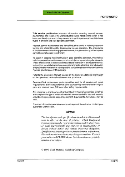 Clark WP 40 (SM-611) Pallet Jack Service Repair Manual - PDF Download