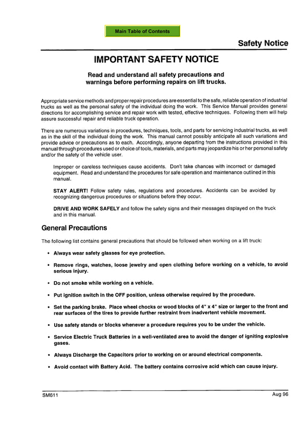 Clark WP 40 (SM-611) Pallet Jack Service Repair Manual - PDF Download
