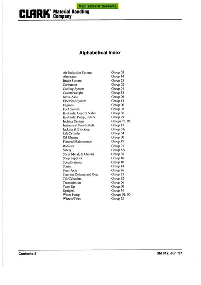 Clark CGC CGP 40-60 (SM-612) Forklift Service Repair Manual - PDF Download