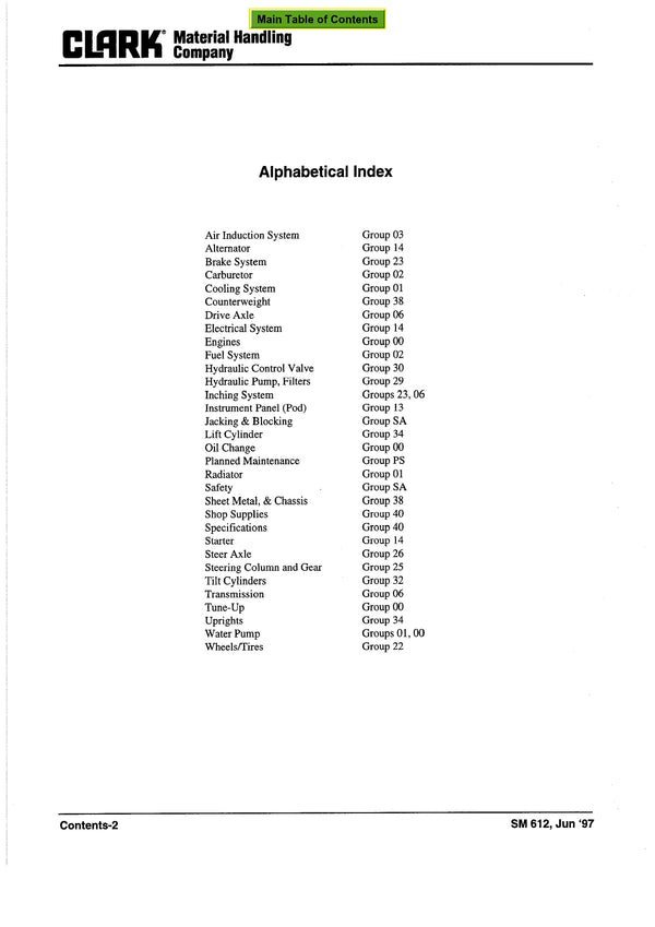 Clark CGC CGP 40-60 (SM-612) Forklift Service Repair Manual - PDF Download