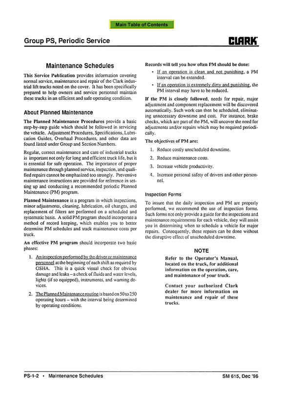 Clark ECG 20-32 (SM-615) Forklift Service Repair Manual - PDF Download