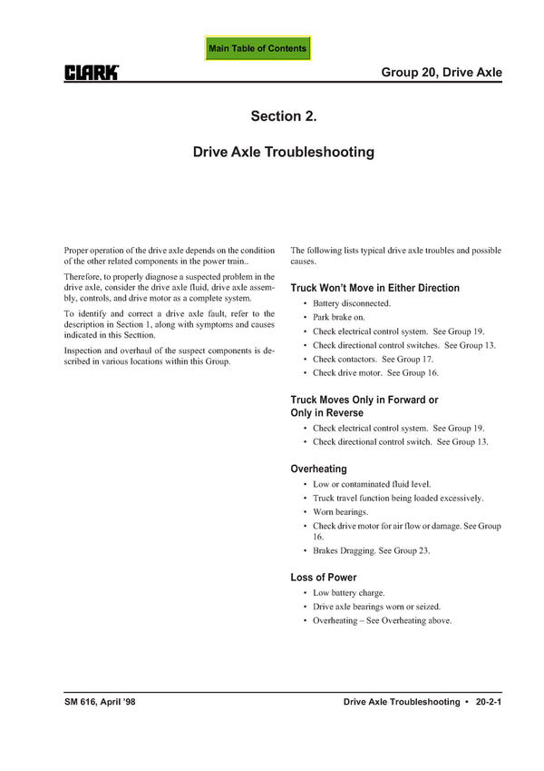 Clark TMG 12-25 (SM-616) Forklift Service Repair Manual - PDF Download