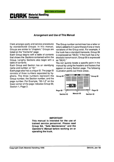 Clark GCS12-15-17S (SM-619) Forklift Service Repair Manual - PDF Download