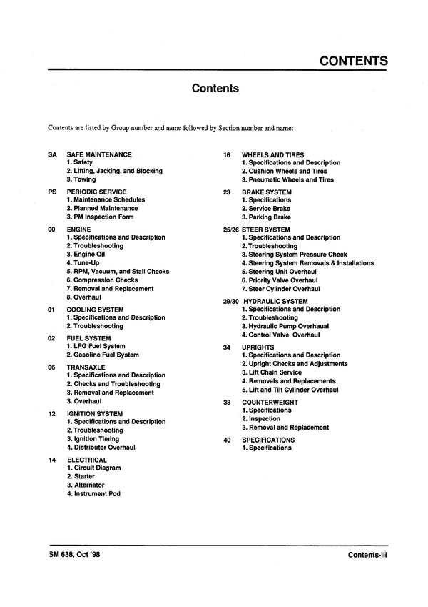 Clark CMP15-30 (SM-638) Forklift Service Repair Manual - PDF Download