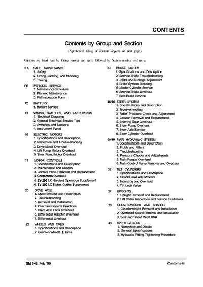 Clark EC500 90-120 (SM-646) Forklift Service Repair Manual - PDF Download