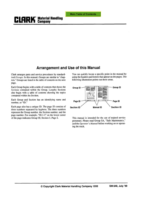 Clark CMP40-50 (SM-648) Forklift Service Repair Manual - PDF Download
