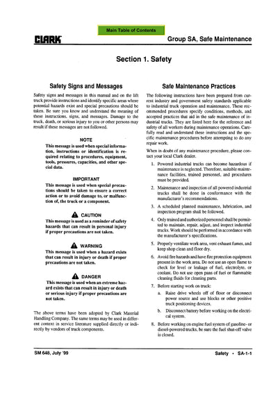 Clark CMP40-50 (SM-648) Forklift Service Repair Manual - PDF Download