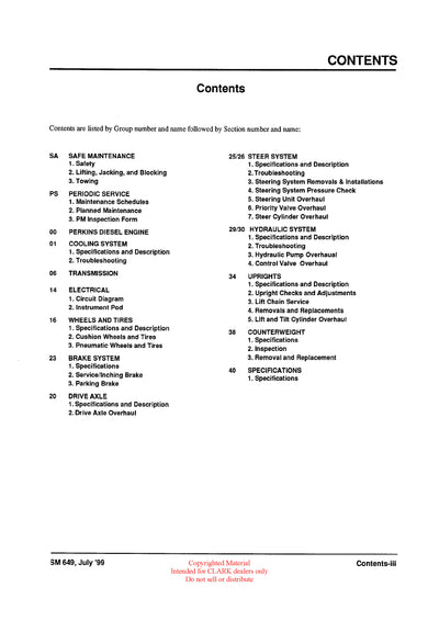 Clark CMP 50-70 (SM-649) Forklift Service Repair Manual - PDF Download