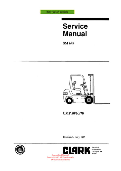 Clark CMP 50-70 (SM-649) Forklift Service Repair Manual - PDF Download
