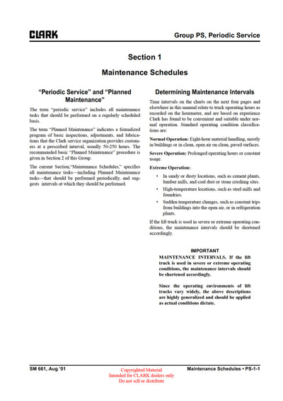 Clark C15-30CDL (SM-661) Forklift Service Repair Manual - PDF Download