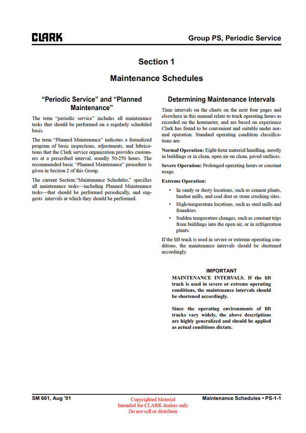 Clark C15-30CDL (SM-661) Forklift Service Repair Manual - PDF Download