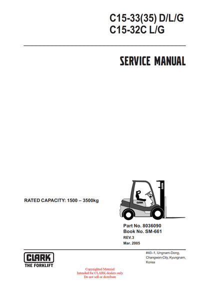 Clark C15-30CDL (SM-661) Forklift Service Repair Manual - PDF Download