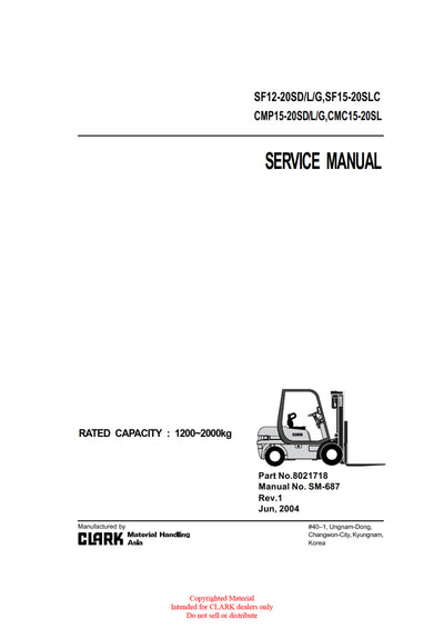 Clark CPM CMC 15-20 (SM-687) Forklift Service Repair Manual - PDF Download